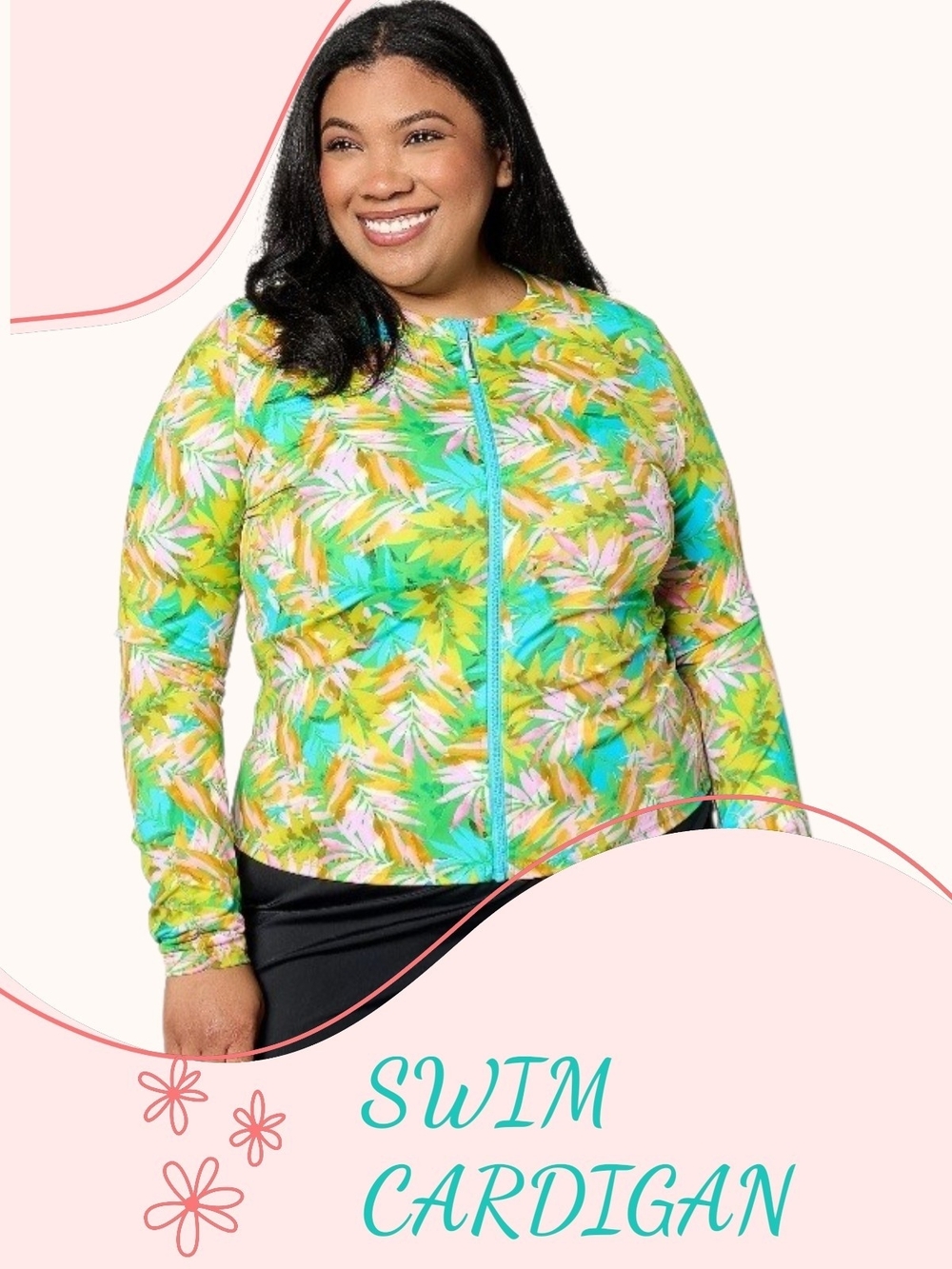 Swimsuits For All Caribbean Palms Zip Swim Cardigan